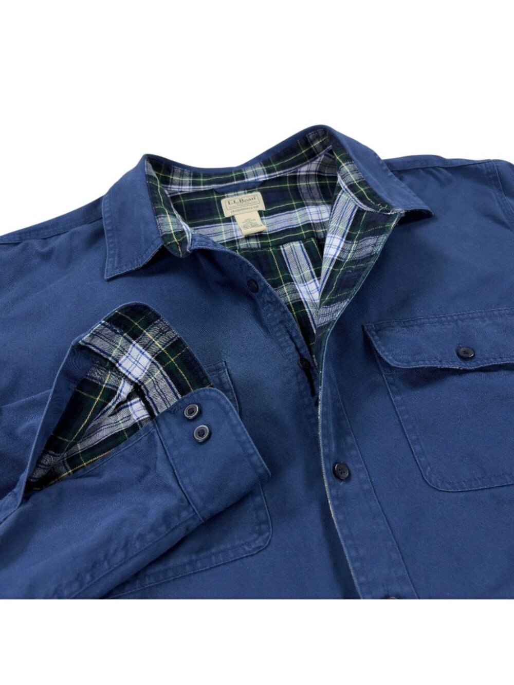 LL Bean Hurricane Shirt Jacket Mens XXL TALL Traditional Fit Flannel Lined Blue